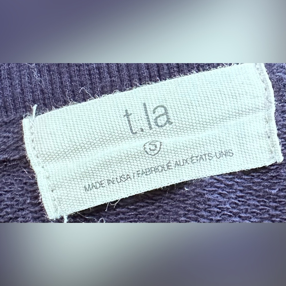 T.la Anthropologie Puff Sleeve Graphic Sweatshirt Navy Blue Size S - Picture 5 of 6